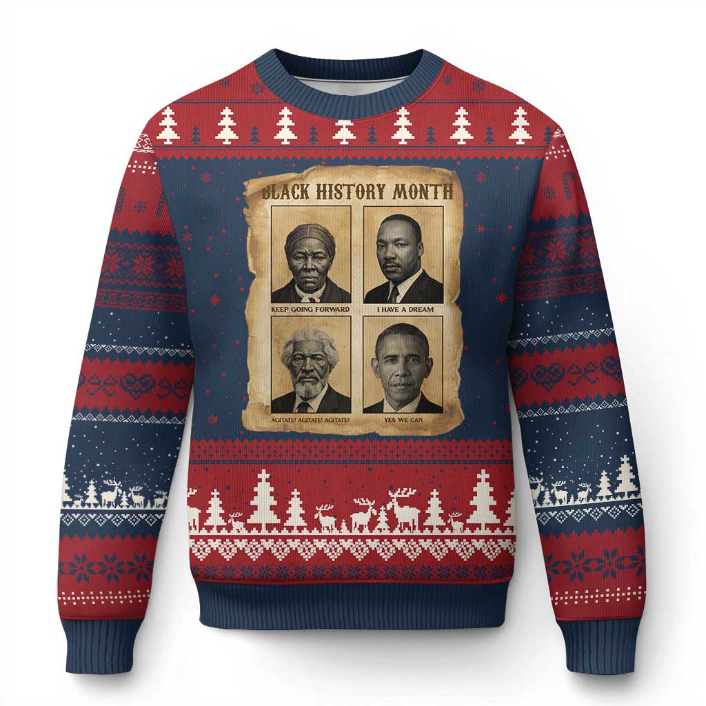 Vintage Black History Heroes Ugly Christmas Sweater Strong Black Pride - Wonder Print Shop