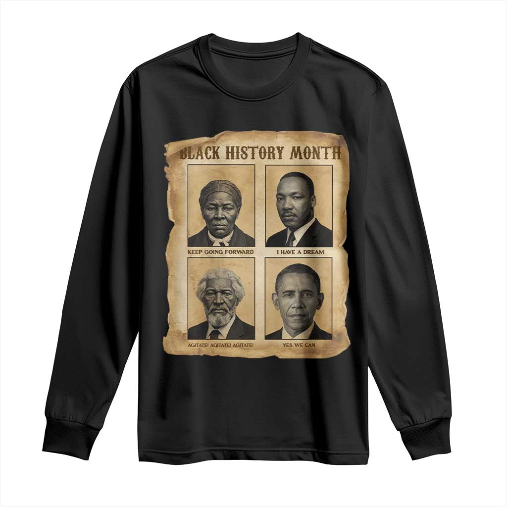Vintage Black History Heroes Long Sleeve Shirt Strong Black Pride - Wonder Print Shop