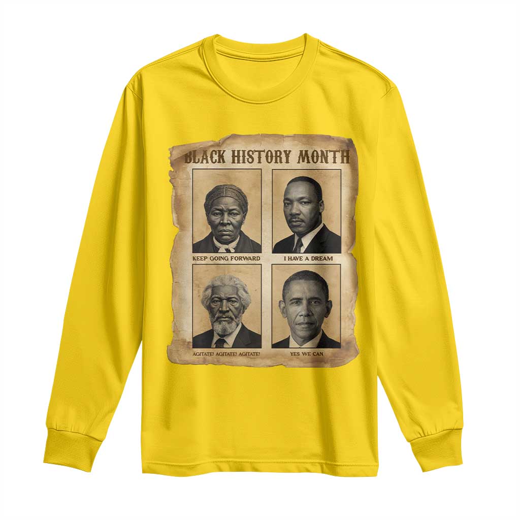 Vintage Black History Heroes Long Sleeve Shirt Strong Black Pride - Wonder Print Shop