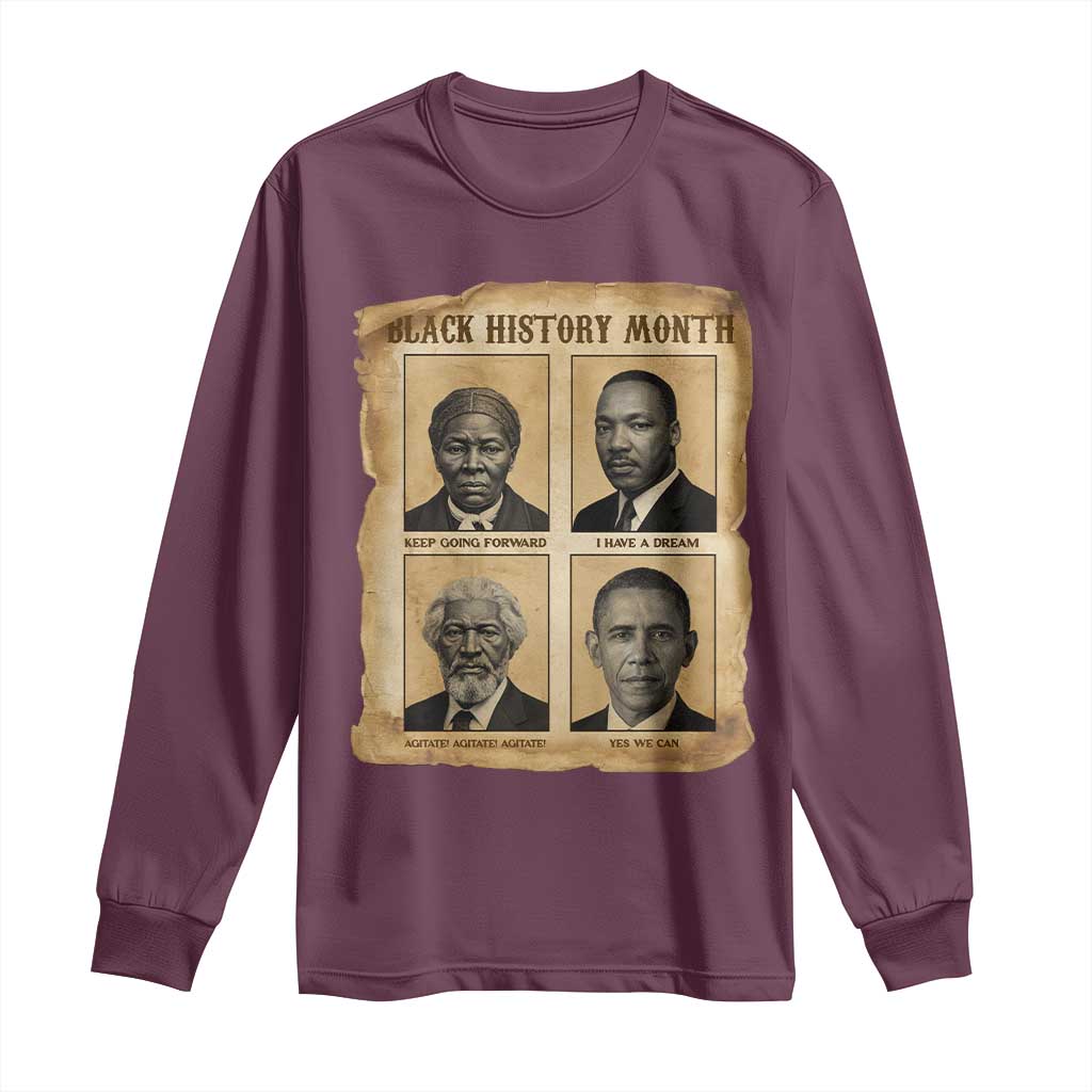 Vintage Black History Heroes Long Sleeve Shirt Strong Black Pride - Wonder Print Shop