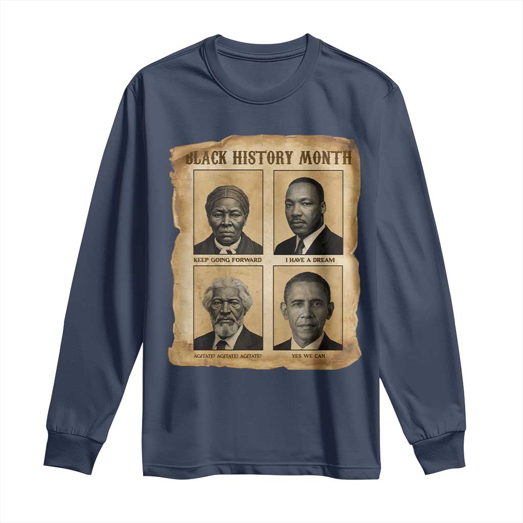 Vintage Black History Heroes Long Sleeve Shirt Strong Black Pride - Wonder Print Shop