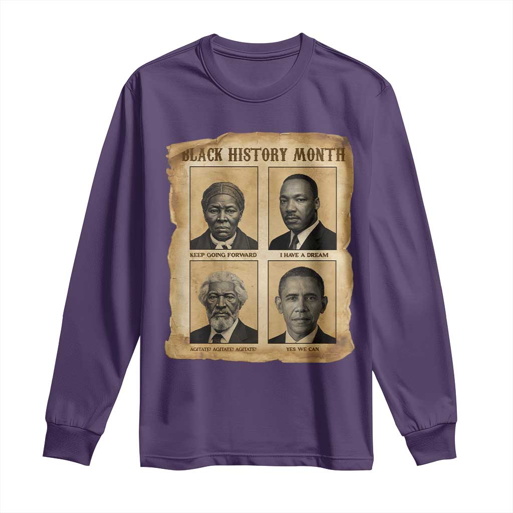 Vintage Black History Heroes Long Sleeve Shirt Strong Black Pride - Wonder Print Shop