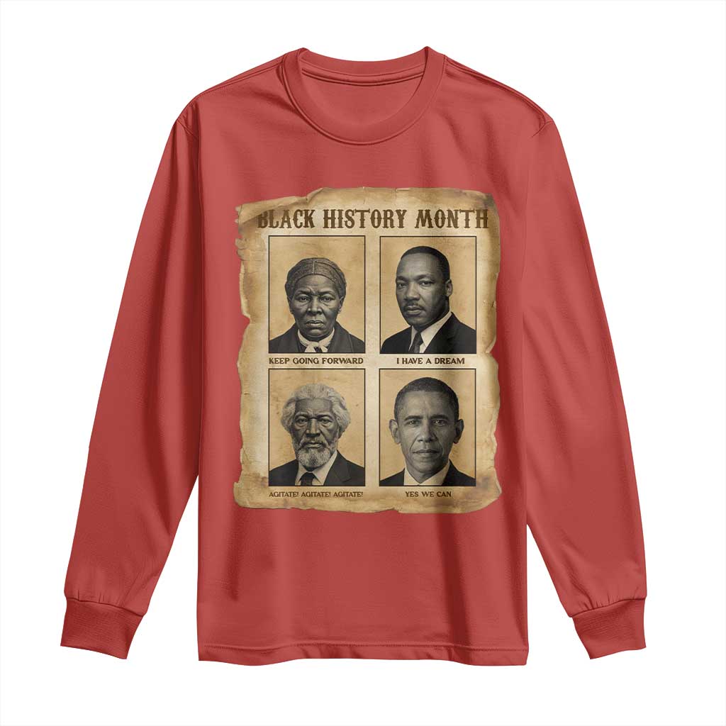 Vintage Black History Heroes Long Sleeve Shirt Strong Black Pride - Wonder Print Shop