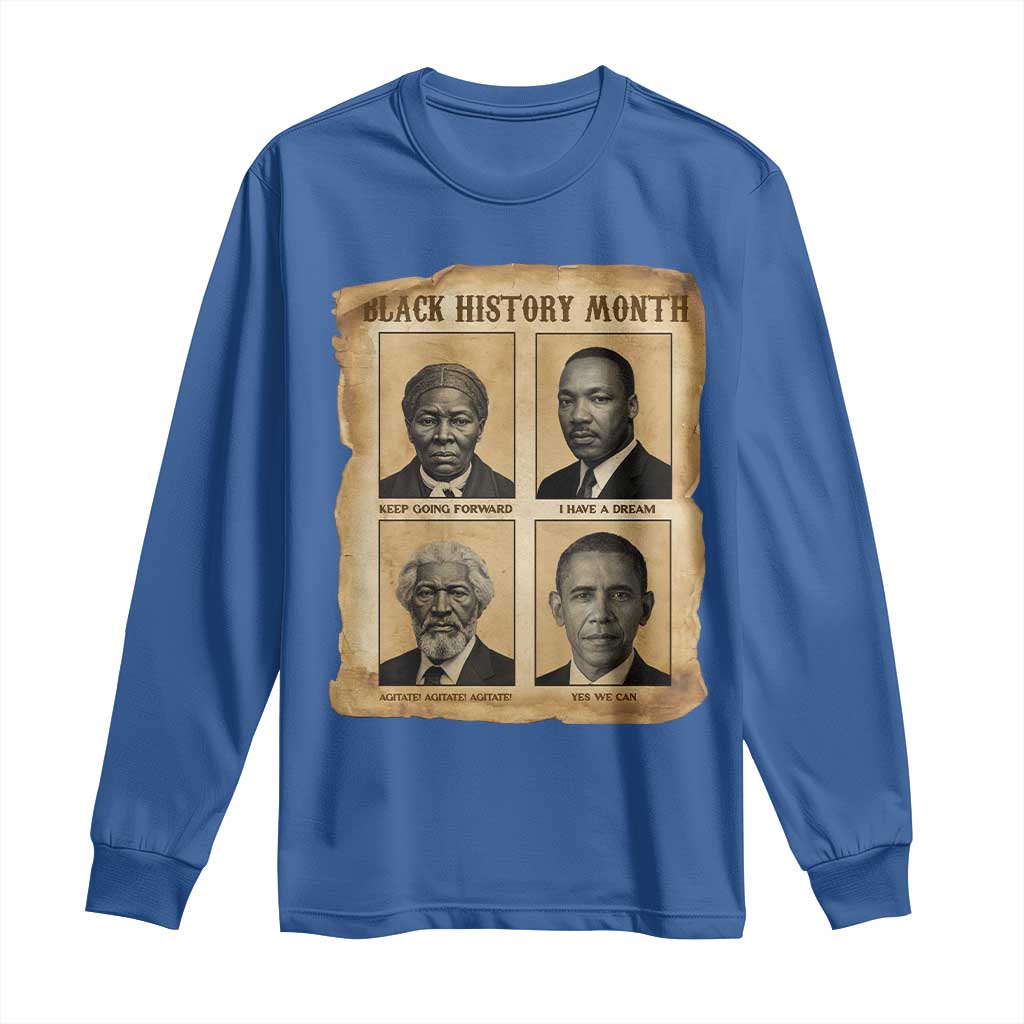 Vintage Black History Heroes Long Sleeve Shirt Strong Black Pride - Wonder Print Shop