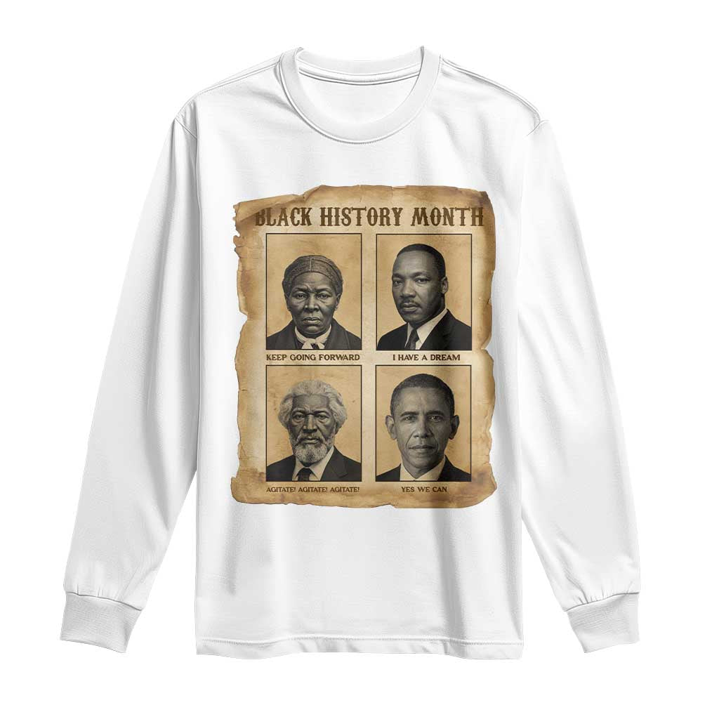 Vintage Black History Heroes Long Sleeve Shirt Strong Black Pride - Wonder Print Shop