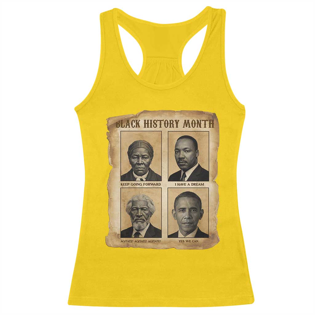 Vintage Black History Heroes Racerback Tank Top Strong Black Pride - Wonder Print Shop