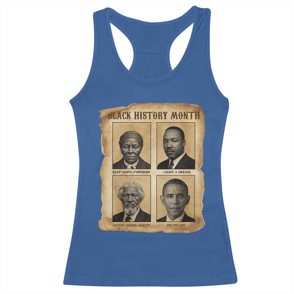 Vintage Black History Heroes Racerback Tank Top Strong Black Pride - Wonder Print Shop