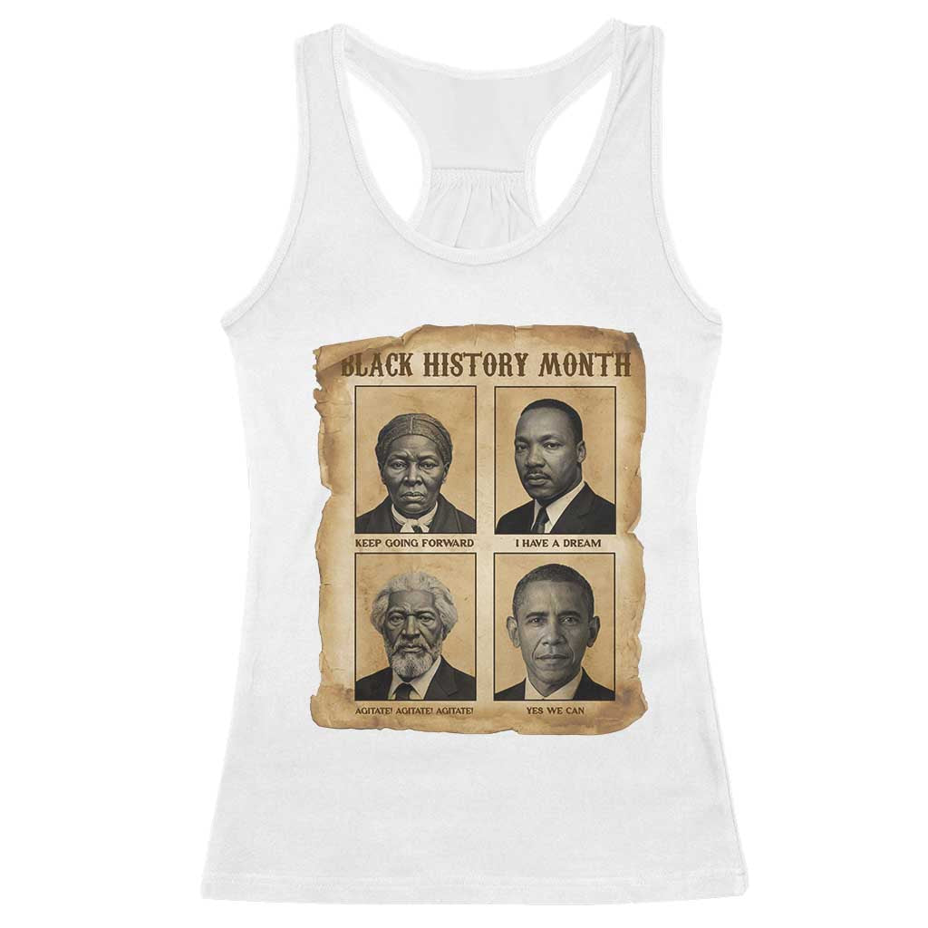 Vintage Black History Heroes Racerback Tank Top Strong Black Pride - Wonder Print Shop