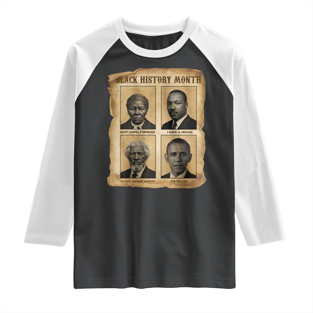 Vintage Black History Heroes Raglan Shirt Strong Black Pride - Wonder Print Shop