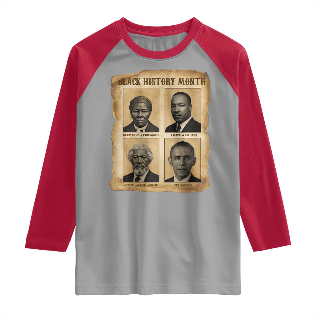 Vintage Black History Heroes Raglan Shirt Strong Black Pride - Wonder Print Shop