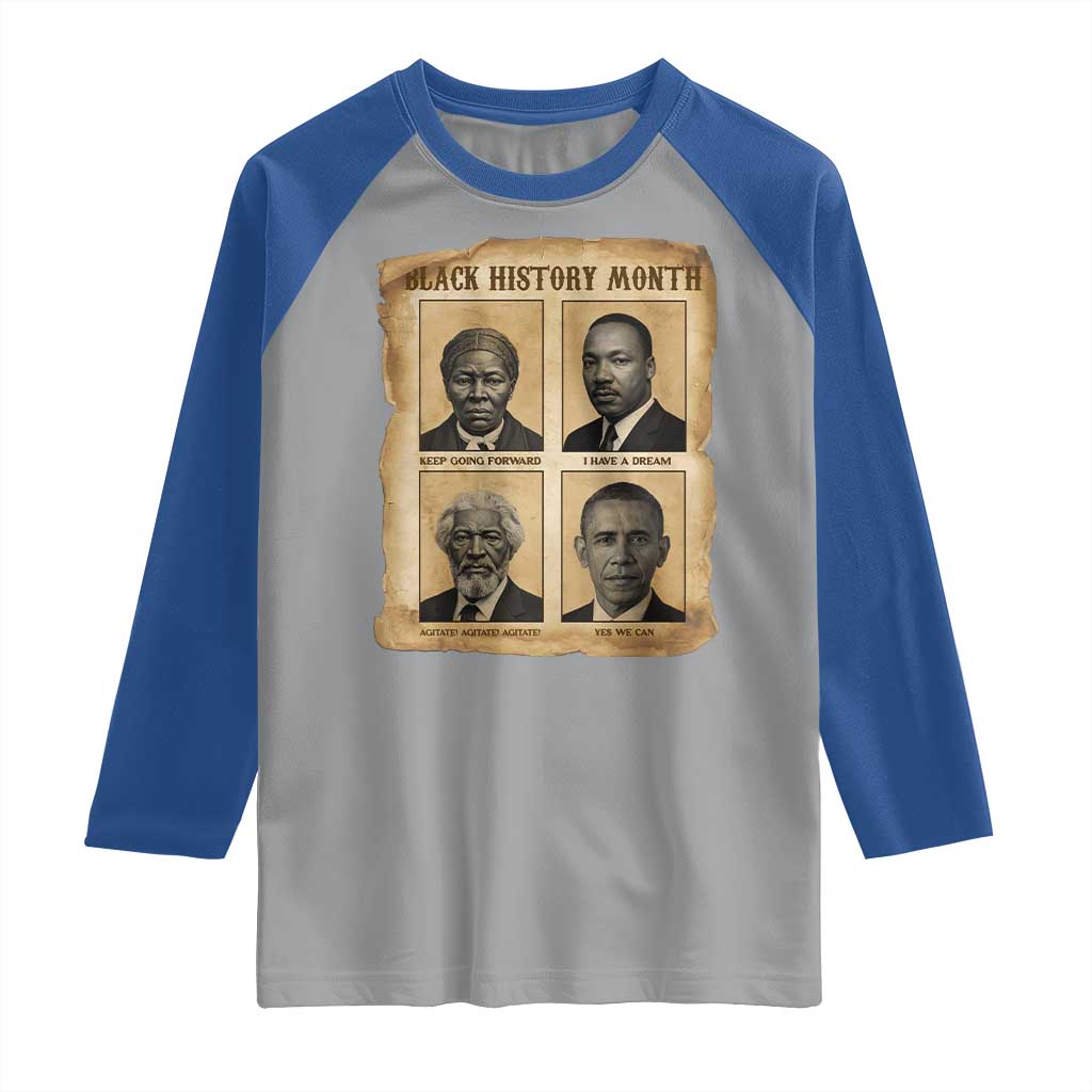 Vintage Black History Heroes Raglan Shirt Strong Black Pride - Wonder Print Shop