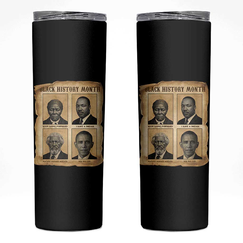Vintage Black History Heroes Skinny Tumbler Strong Black Pride - Wonder Print Shop