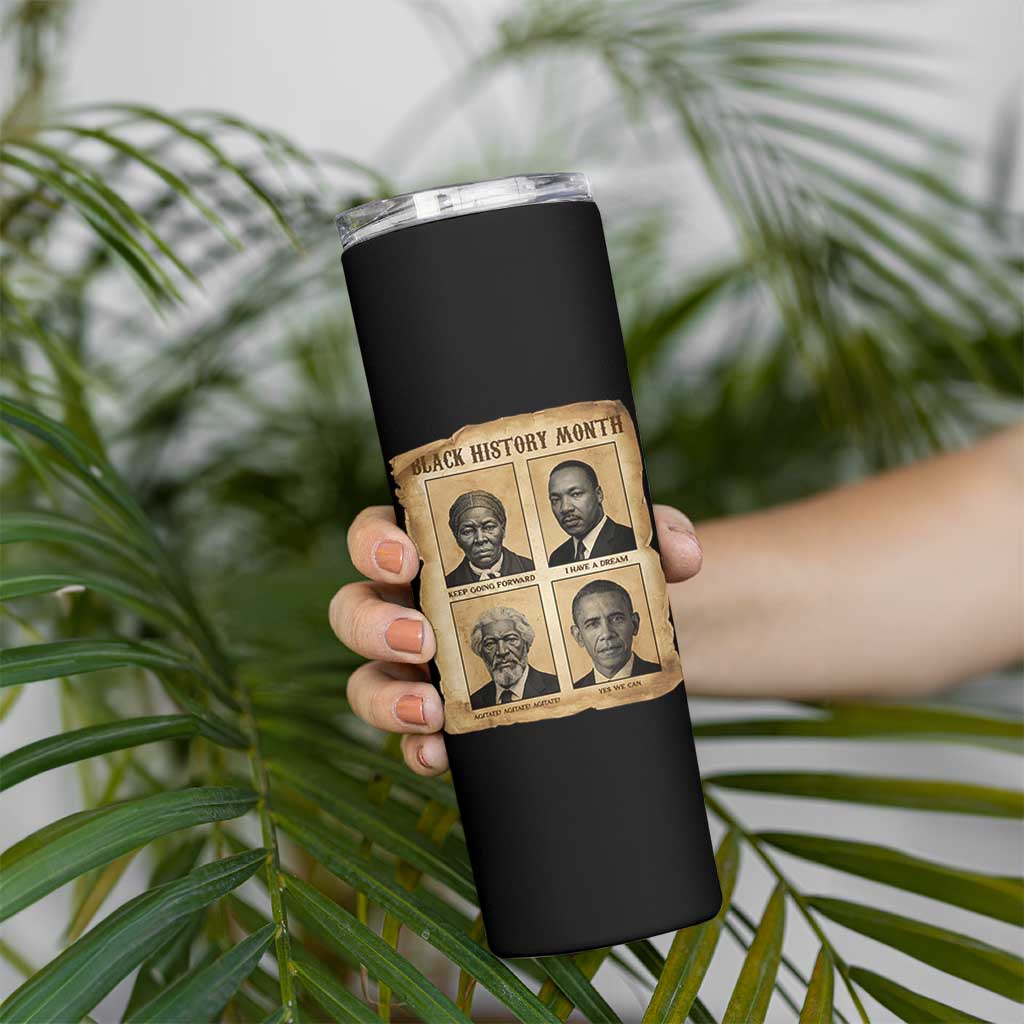 Vintage Black History Heroes Skinny Tumbler Strong Black Pride - Wonder Print Shop