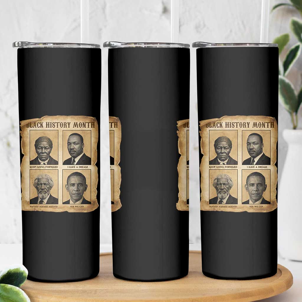 Vintage Black History Heroes Skinny Tumbler Strong Black Pride - Wonder Print Shop