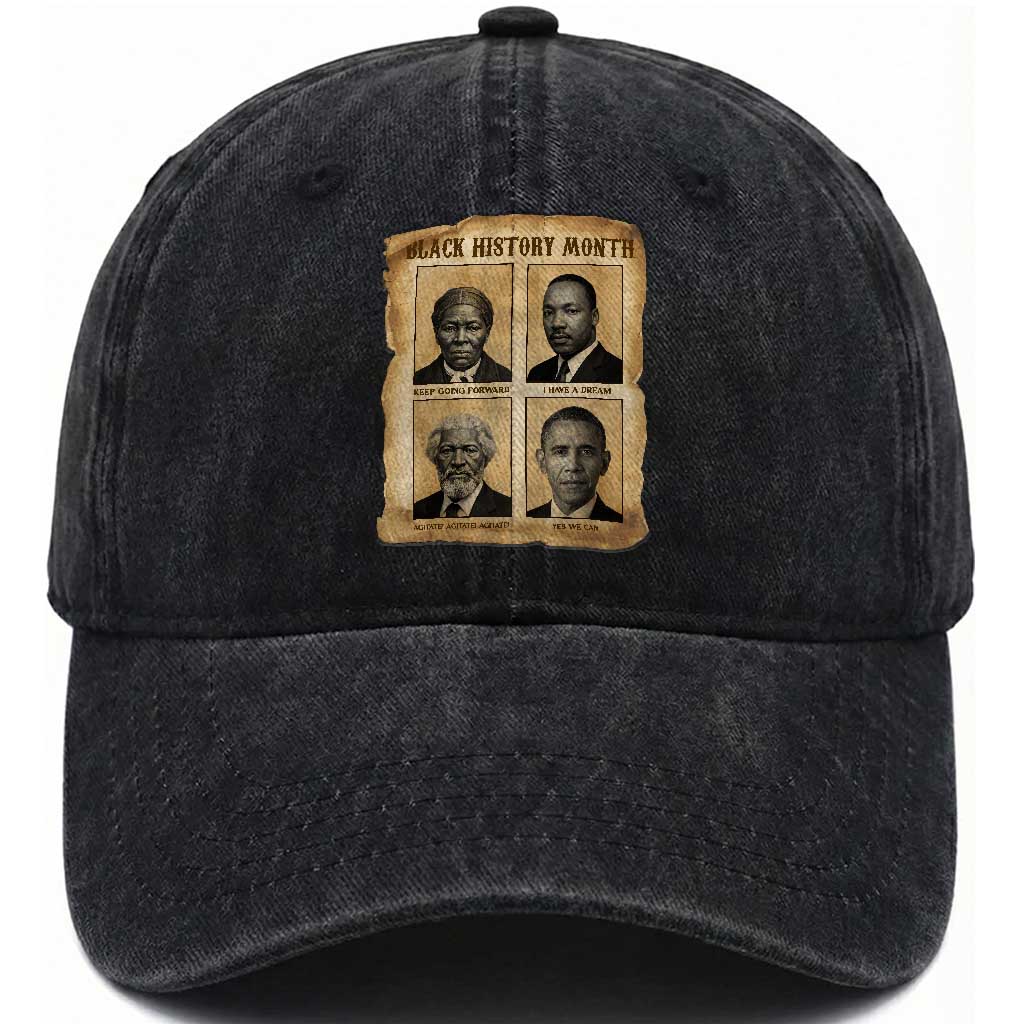 Vintage Black History Heroes Washed Cotton Baseball Cap Strong Black Pride