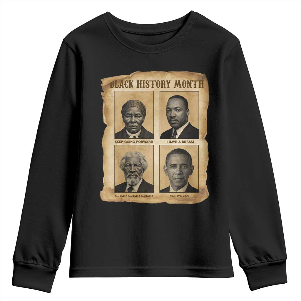 Vintage Black History Heroes Youth Sweatshirt Strong Black Pride - Wonder Print Shop