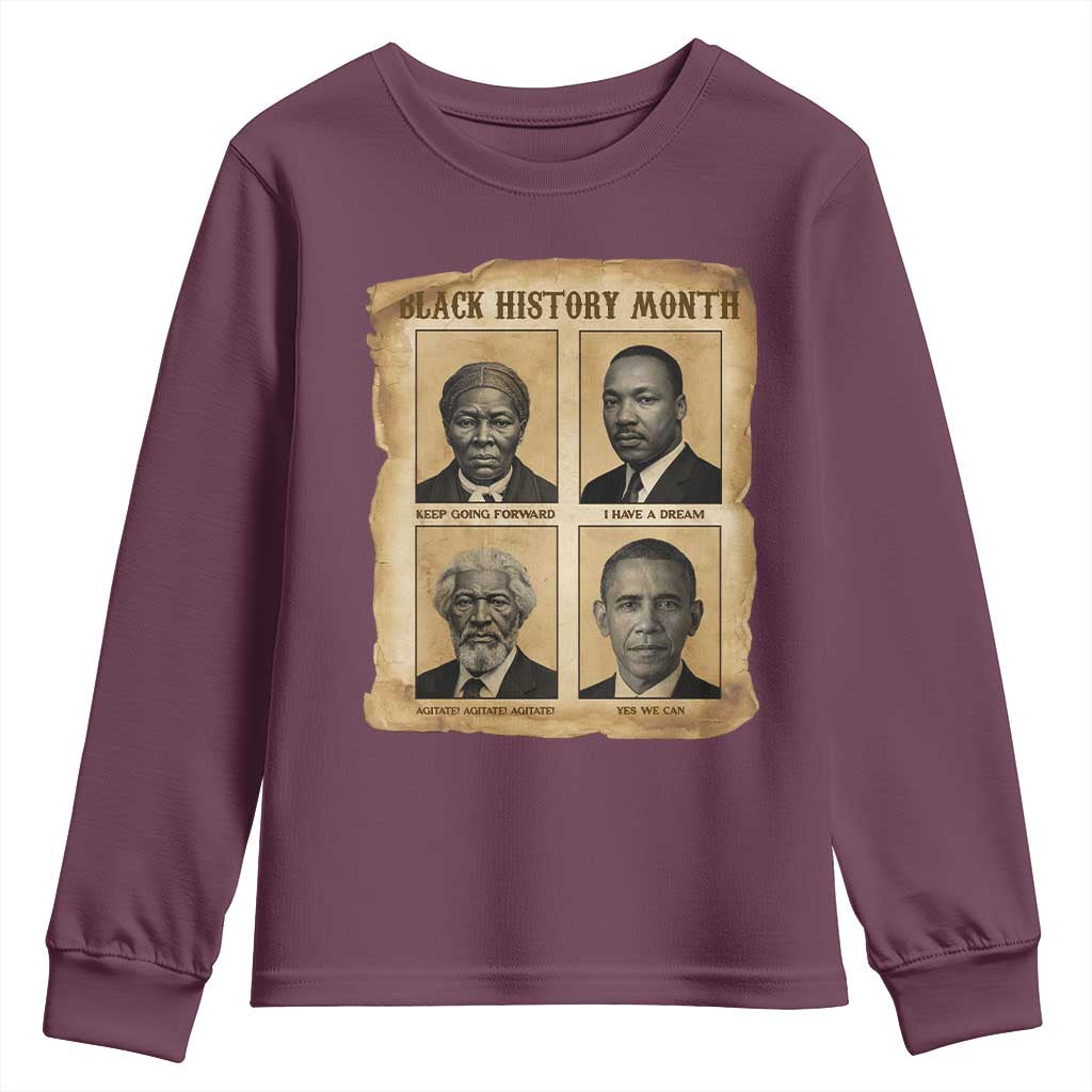 Vintage Black History Heroes Youth Sweatshirt Strong Black Pride - Wonder Print Shop