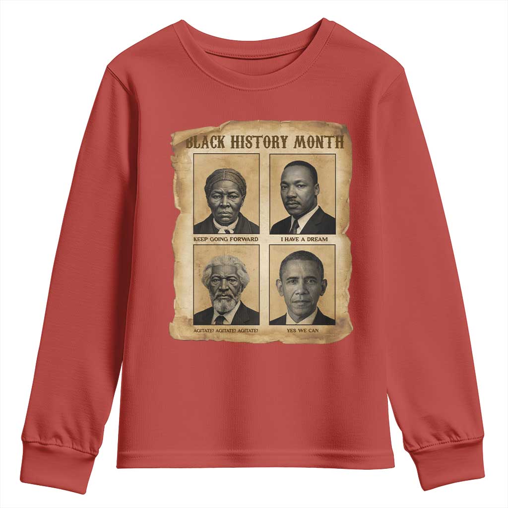 Vintage Black History Heroes Youth Sweatshirt Strong Black Pride - Wonder Print Shop