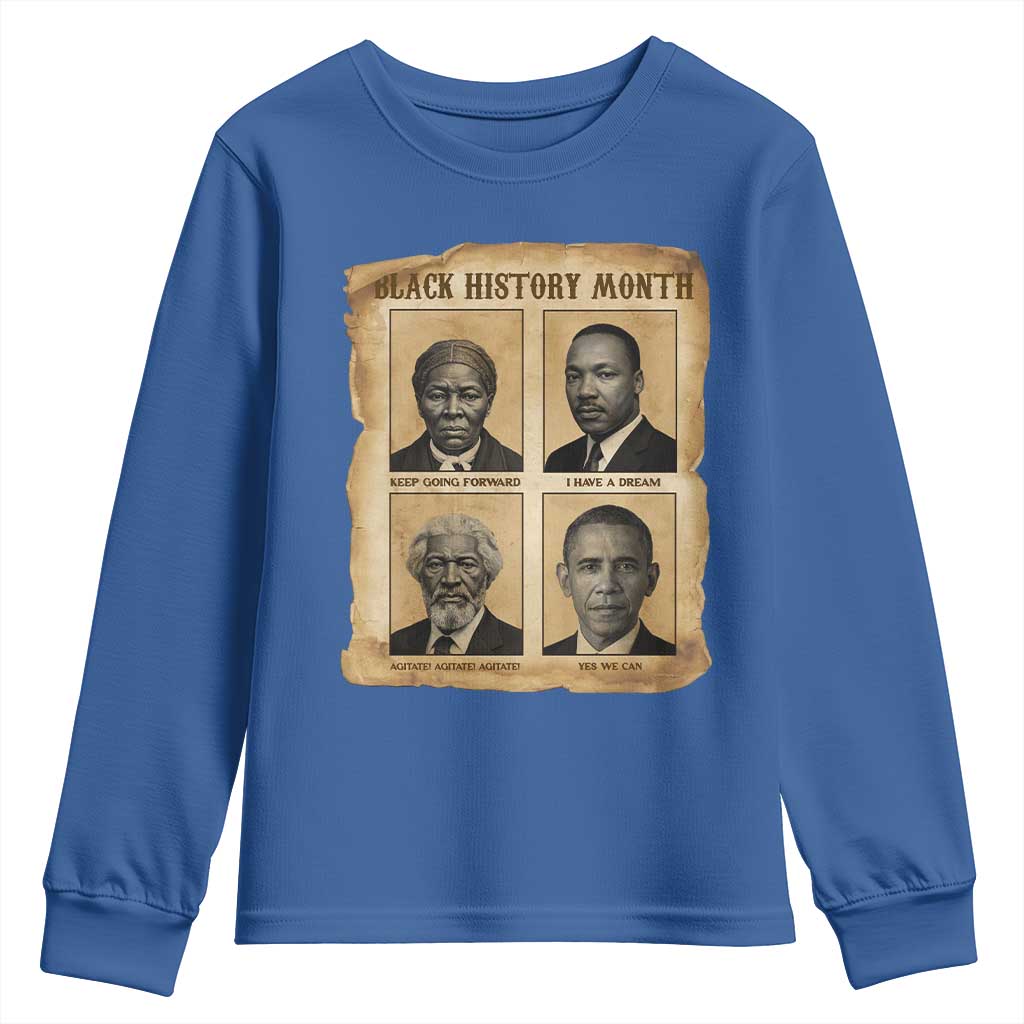 Vintage Black History Heroes Youth Sweatshirt Strong Black Pride - Wonder Print Shop