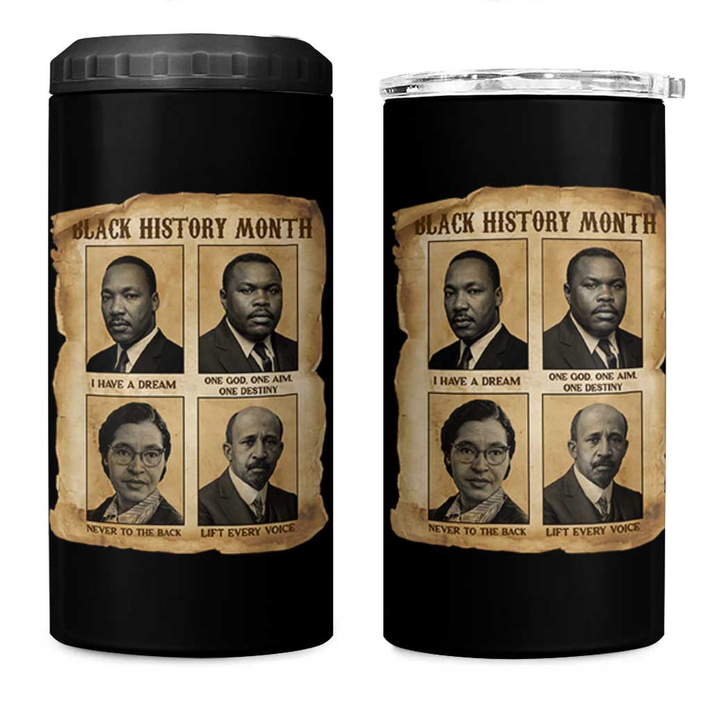 Vintage African American Heroes 4 in 1 Can Cooler Tumbler Black Pride Inspiration - Wonder Print Shop