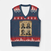 Vintage African American Heroes V-Neck Knit Sweater Vest Black Pride Inspiration - Wonder Print Shop