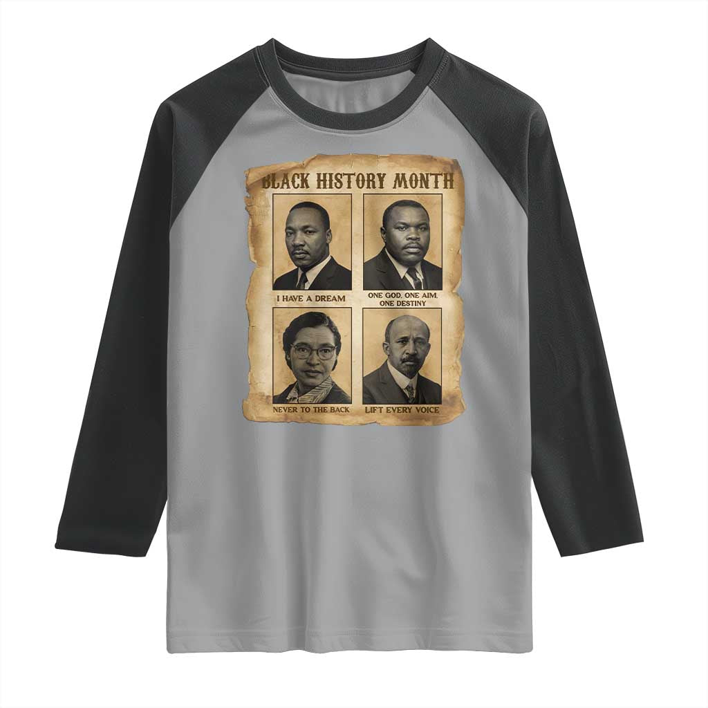 Vintage African American Heroes Raglan Shirt Black Pride Inspiration - Wonder Print Shop
