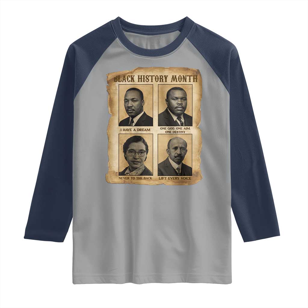Vintage African American Heroes Raglan Shirt Black Pride Inspiration - Wonder Print Shop