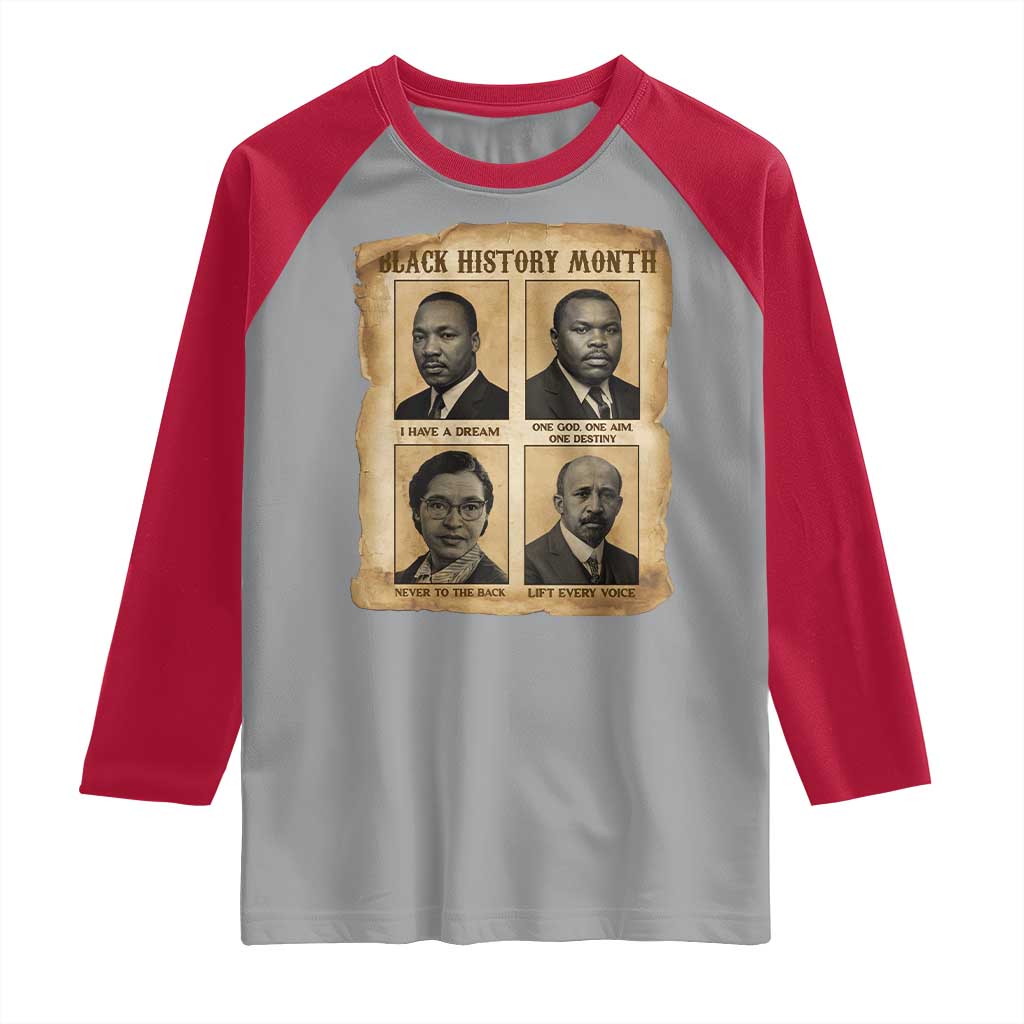 Vintage African American Heroes Raglan Shirt Black Pride Inspiration - Wonder Print Shop