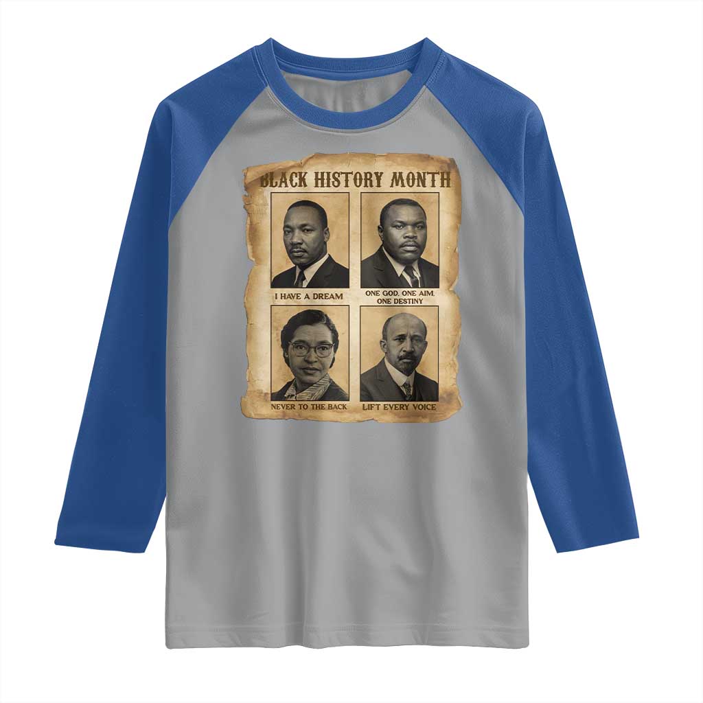 Vintage African American Heroes Raglan Shirt Black Pride Inspiration - Wonder Print Shop