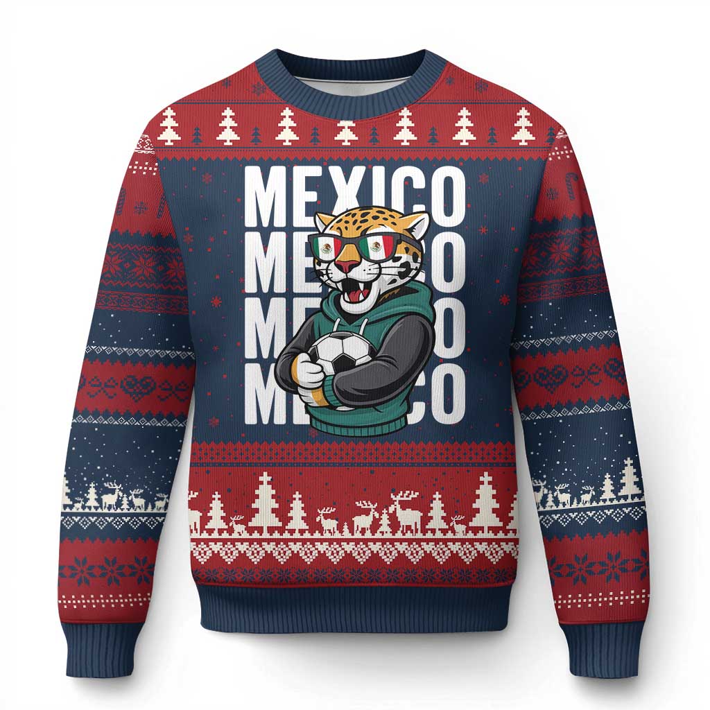 Fierce Mexico Jaguar Soccer Pride Fan Gift Ugly Christmas Sweater