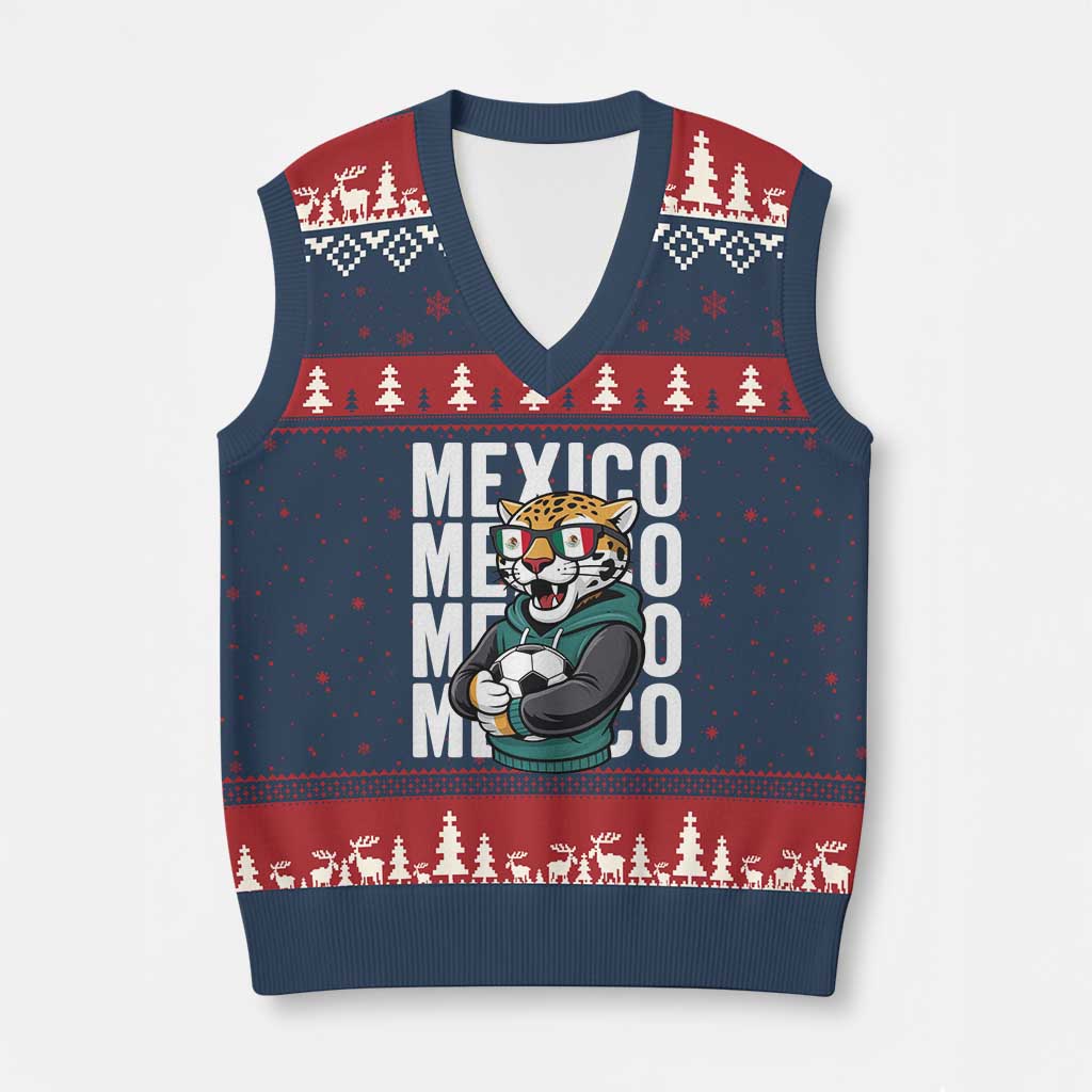 Fierce Mexico Jaguar Soccer Pride Fan Gift V-Neck Knit Sweater Vest