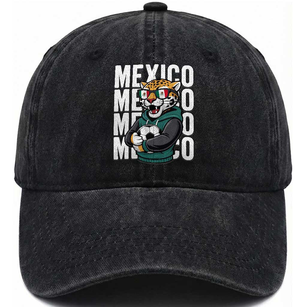 Fierce Mexico Jaguar Soccer Pride Fan Gift Washed Cotton Baseball Cap