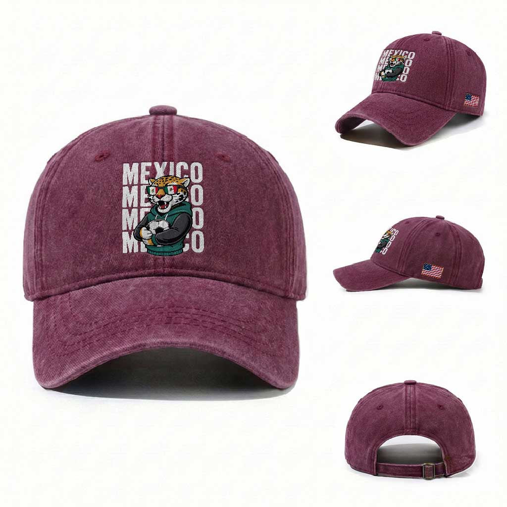 Fierce Mexico Jaguar Soccer Pride Fan Gift Washed Cotton Baseball Cap