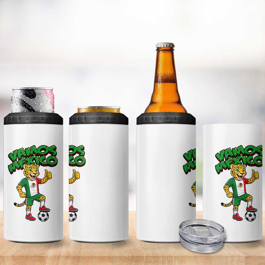 Vamos Mexico Fierce Leopard 4 in 1 Can Cooler Tumbler Soccer 2026 Fan Gift