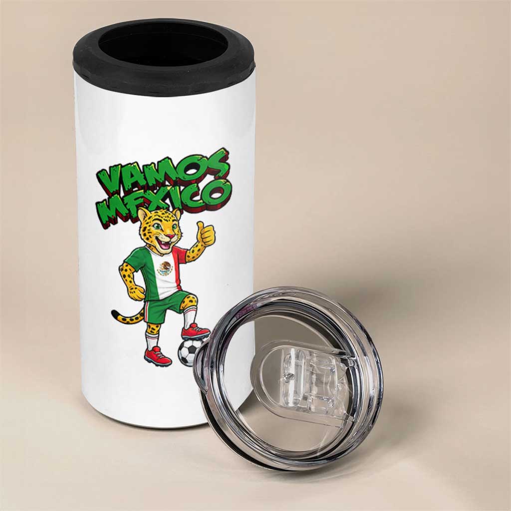 Vamos Mexico Fierce Leopard 4 in 1 Can Cooler Tumbler Soccer 2026 Fan Gift