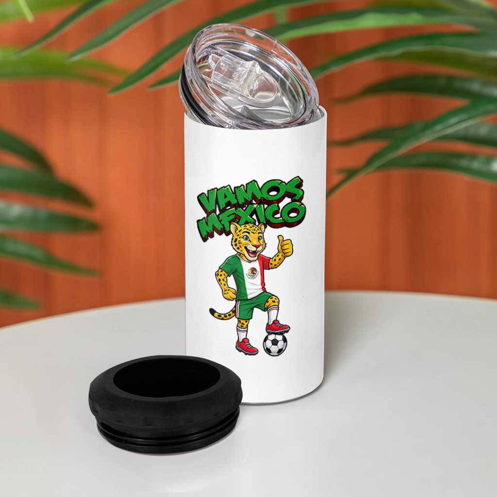 Vamos Mexico Fierce Leopard 4 in 1 Can Cooler Tumbler Soccer 2026 Fan Gift