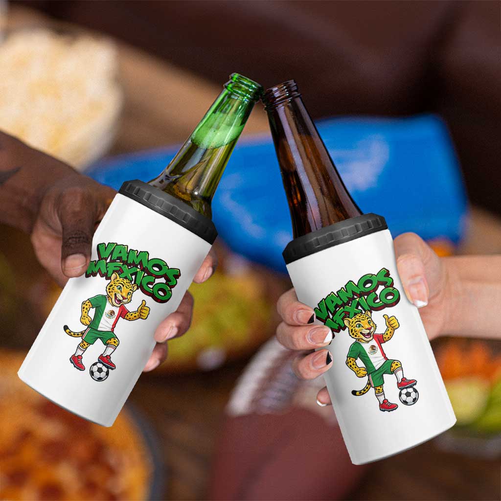 Vamos Mexico Fierce Leopard 4 in 1 Can Cooler Tumbler Soccer 2026 Fan Gift