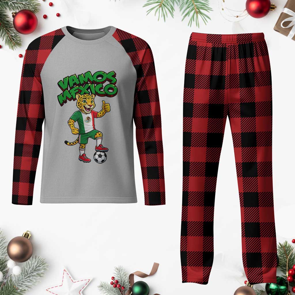 Vamos Mexico Fierce Leopard Plaid Pajama Set Soccer 2026 Fan Gift