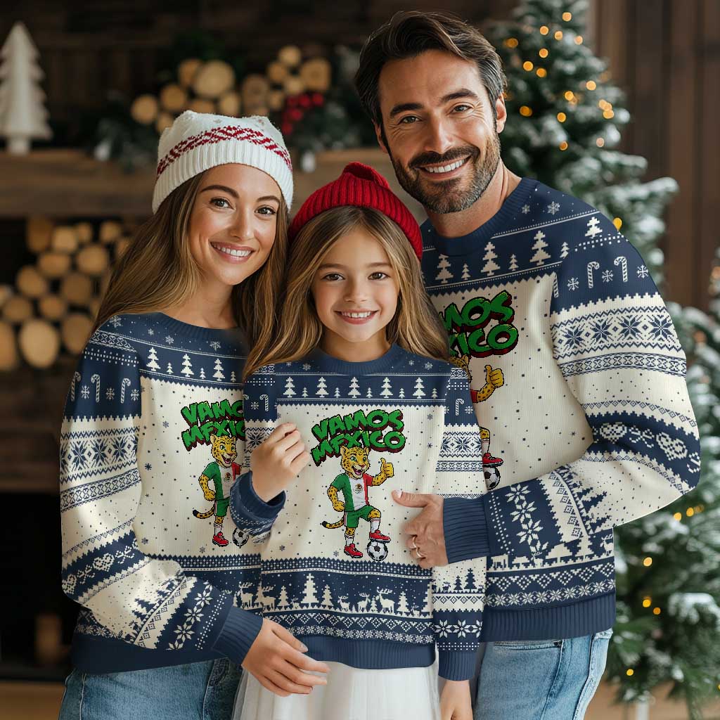 Vamos Mexico Fierce Leopard Ugly Christmas Sweater Soccer 2026 Fan Gift