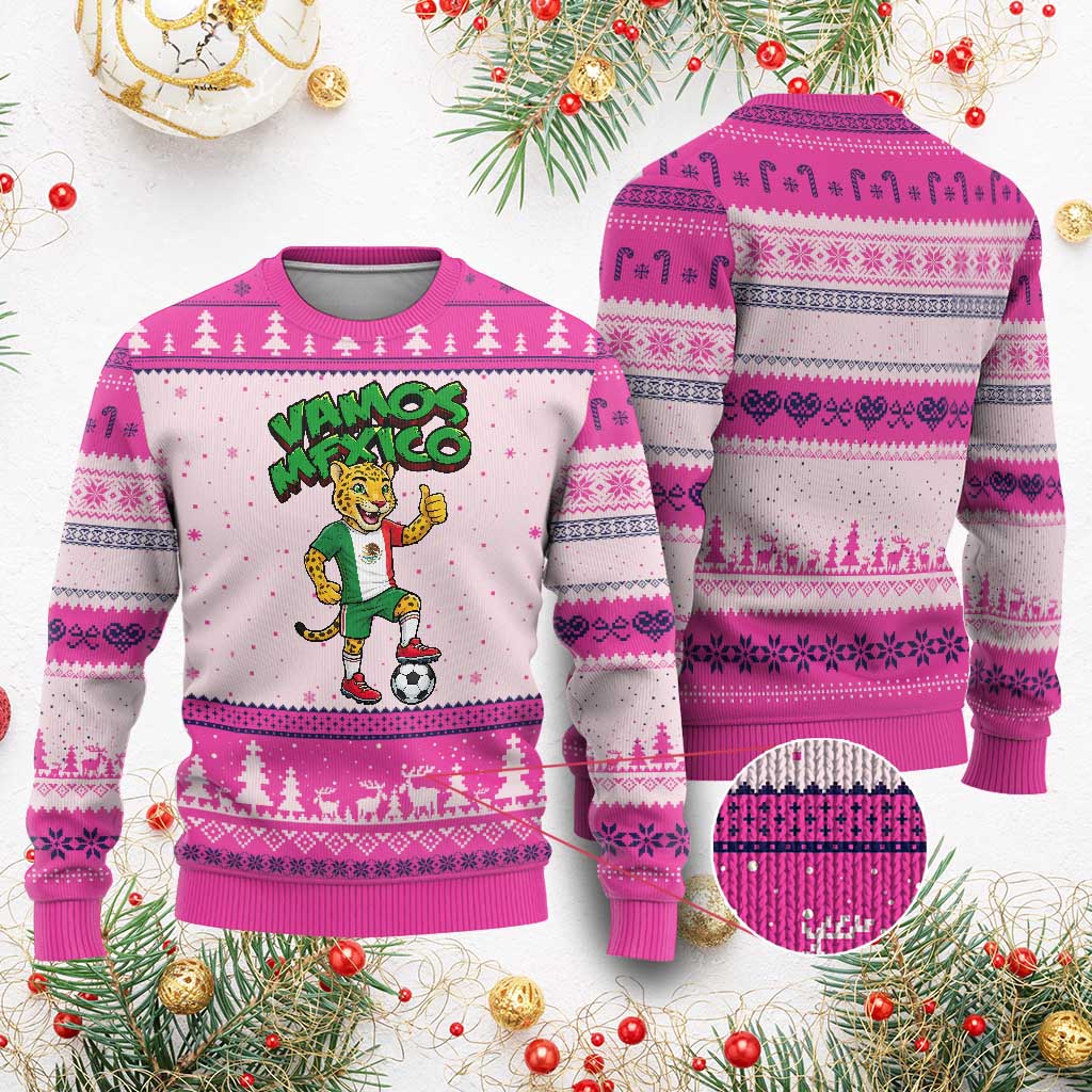 Vamos Mexico Fierce Leopard Ugly Christmas Sweater Soccer 2026 Fan Gift
