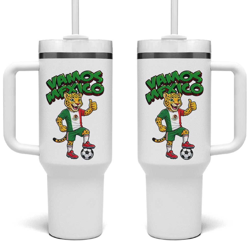 Vamos Mexico Fierce Leopard Tumbler With Handle Soccer 2026 Fan Gift