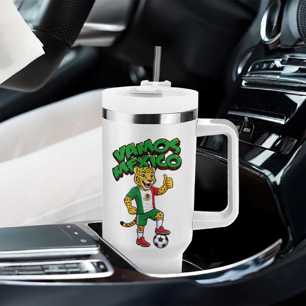 Vamos Mexico Fierce Leopard Tumbler With Handle Soccer 2026 Fan Gift