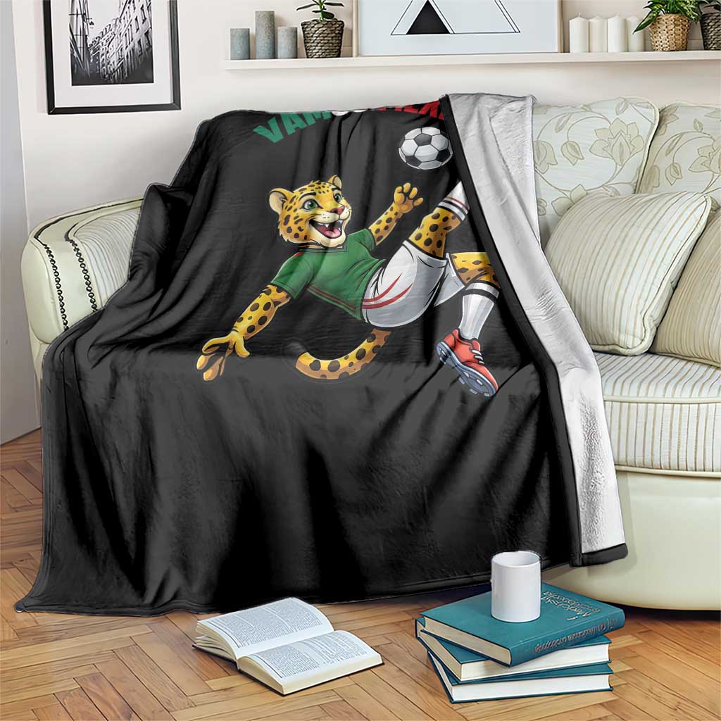 Vamos Mexico Fierce Leopard Soccer 2026 Throw Blanket Mexican Fan Gift