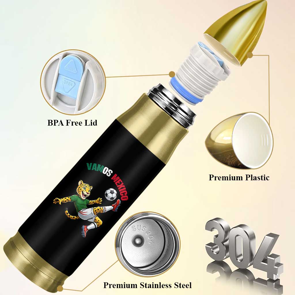 Vamos Mexico Fierce Leopard Soccer 2026 Bullet Tumbler Mexican Fan Gift