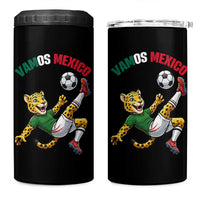 Vamos Mexico Fierce Leopard Soccer 2026 4 in 1 Can Cooler Tumbler Mexican Fan Gift