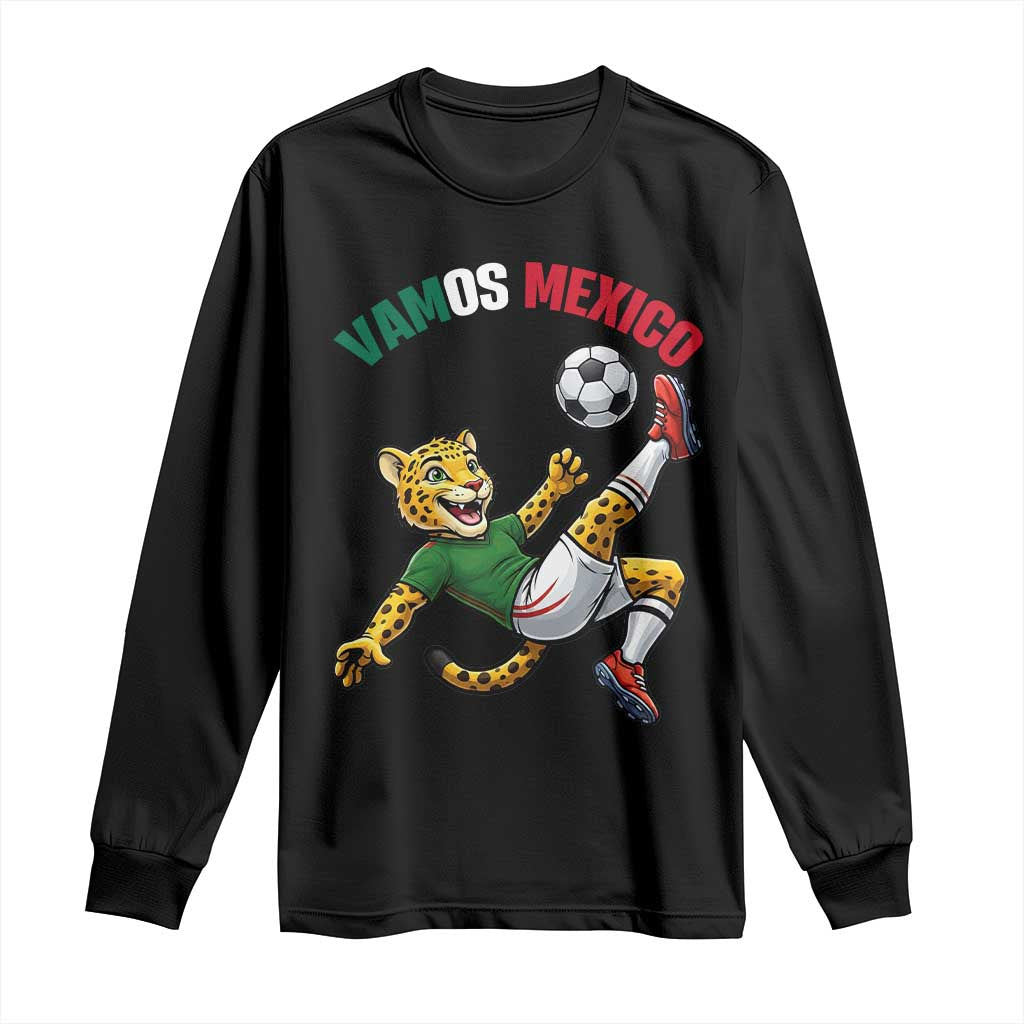 Vamos Mexico Fierce Leopard Soccer 2026 Long Sleeve Shirt Mexican Fan Gift