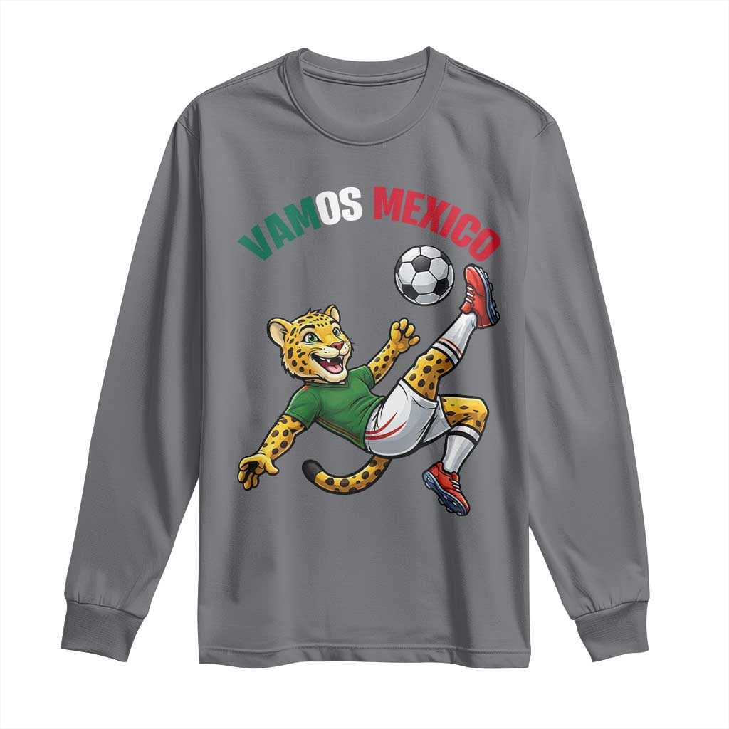 Vamos Mexico Fierce Leopard Soccer 2026 Long Sleeve Shirt Mexican Fan Gift