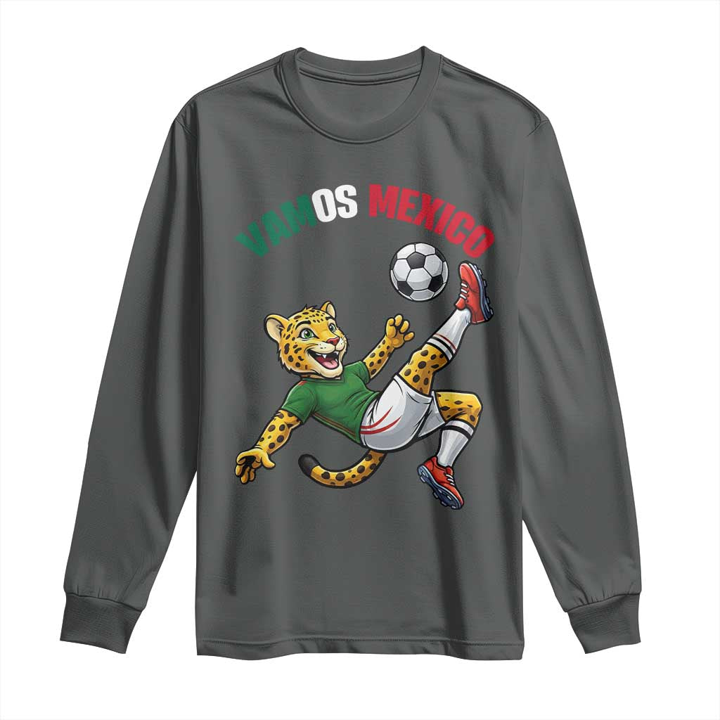 Vamos Mexico Fierce Leopard Soccer 2026 Long Sleeve Shirt Mexican Fan Gift