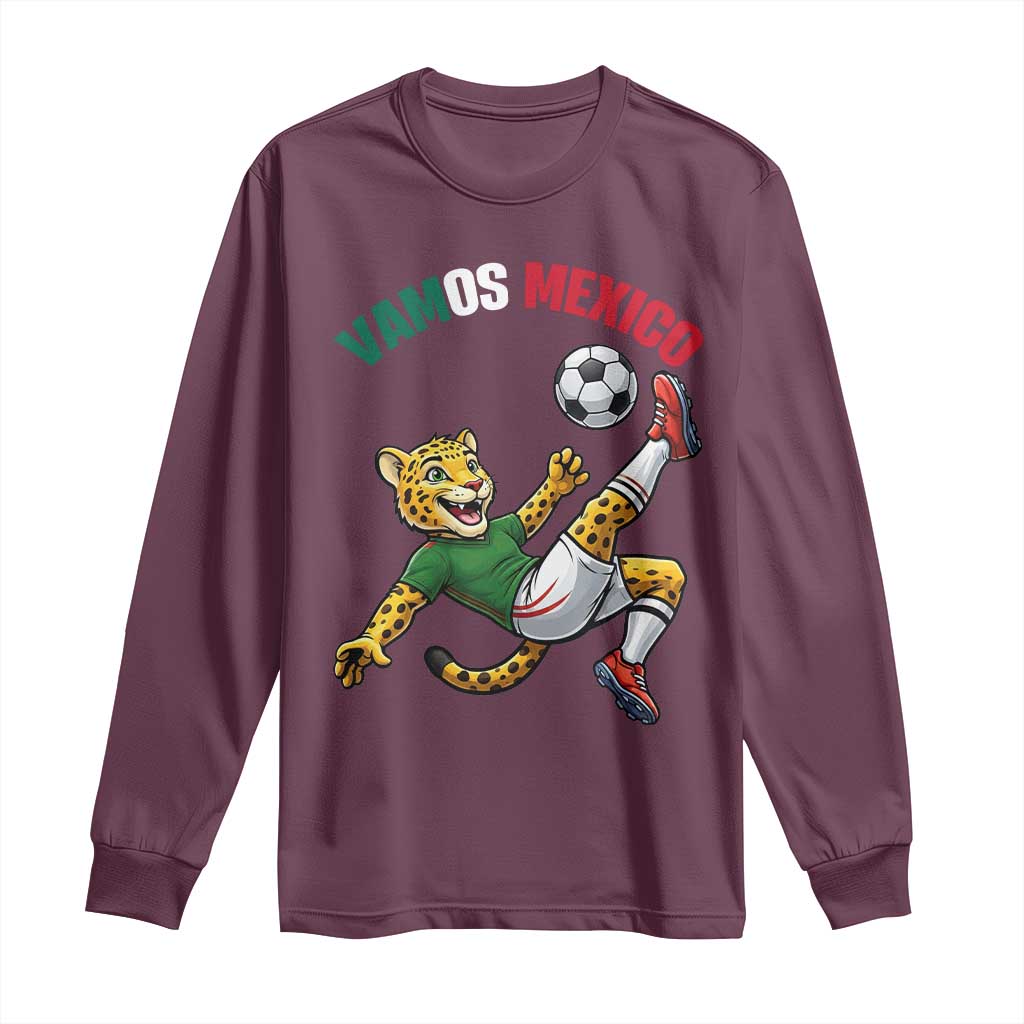 Vamos Mexico Fierce Leopard Soccer 2026 Long Sleeve Shirt Mexican Fan Gift