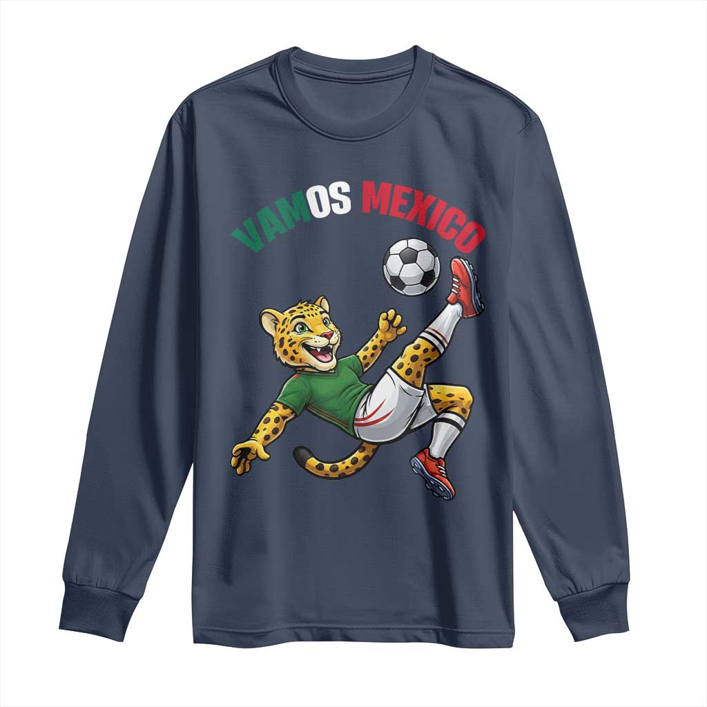 Vamos Mexico Fierce Leopard Soccer 2026 Long Sleeve Shirt Mexican Fan Gift